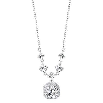 Sterling Silver With Shiny Diamond Necklace