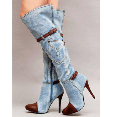 Denim Knee-high Boots