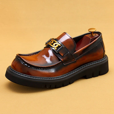 Glossy Business Wide-foot Shoes