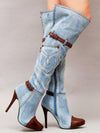 Denim Knee-high Boots