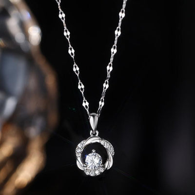 Sterling Silver With Shiny Diamond Necklace