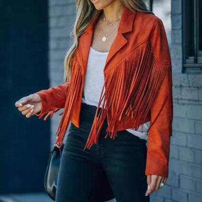 Slim-fit Long-sleeved Tassel Coat