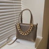 Pleated Handbag Chain Embellished One-Shoulder Bag