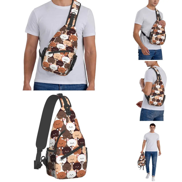 Cartoon Cat Hiking Sling Bag