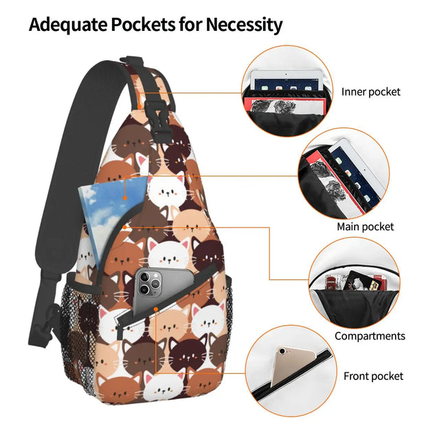 Cartoon Cat Hiking Sling Bag