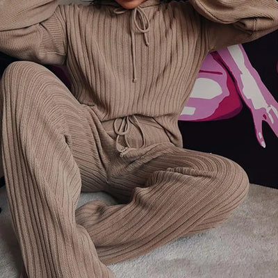 Long Sleeve Knitted Lounge Wear Set