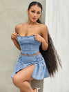 Retro Blue Denim Two-Piece Set