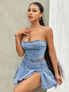 Retro Blue Denim Two-Piece Set