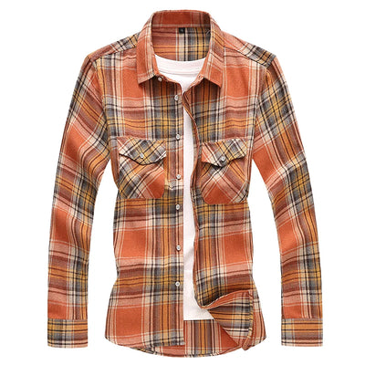 Long Sleeved Plaid Cotton Shirt