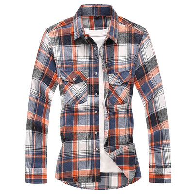 Long Sleeved Plaid Cotton Shirt