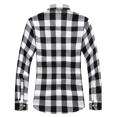 Long Sleeved Plaid Cotton Shirt