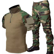 Short Sleeved T-shirt+Multi Pocket Waterproof Cargo Pants Suits