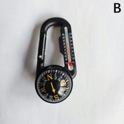 Hiking Mini Compass Carabiner Keychain Thermometer