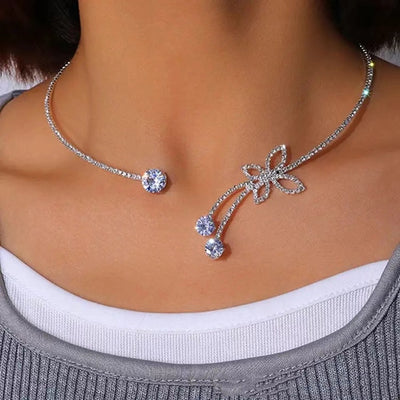 Rhinestone Butterfly Simple Necklace