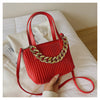 Pleated Handbag Chain Embellished One-Shoulder Bag